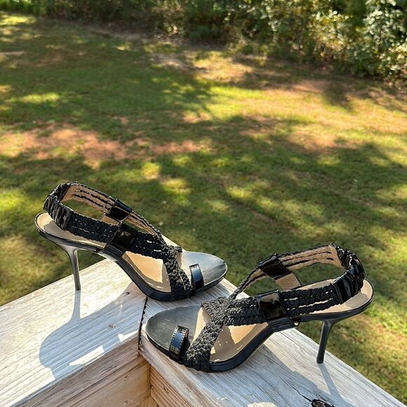 Donald J. Pliner Black Braided Leather Heeled Sandals – Size 8.5M - Picture 9 of 15